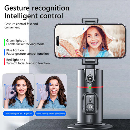 360 Degree Rotation Auto Face Tracking Phone Holder Stand Foldable Gesture Operation for Mobile Smartphone Vlog Live Streaming