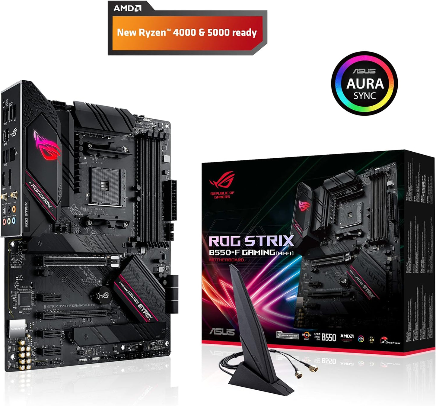 ROG Strix B550-F Gaming (Wifi 6) AMD AM4 Zen 3 Ryzen 5000 & 3Rd Gen Ryzen ATX Gaming Motherboard (Pcie 4.0, 2.5Gb LAN, BIOS Flashback, HDMI 2.1, Addressable Gen 2 RGB Header and Aura Sync)