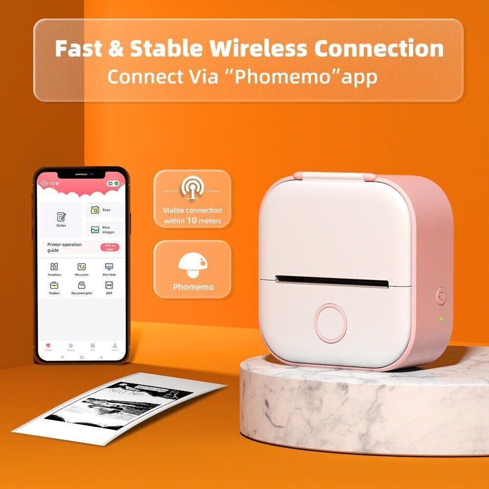 Phomemo T02 Portable Pocket Mini Thermal Printer Photo Label Sticker Bluetooth